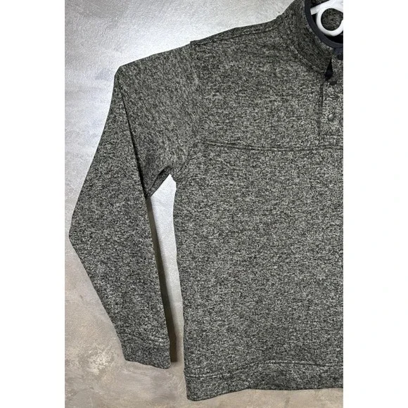 Eddie Bauer Mens XL Pullover 1/4 Button Sweater Gray Heather Fleece‎ Mock Neck - Picture 5 of 12